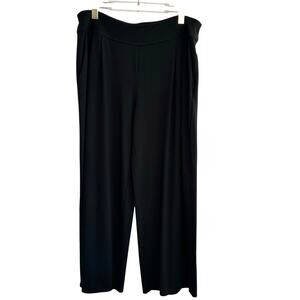 J. Jill Wearever Pleated Cropped‎ Pant Women Large Black Wide Leg Pockets Modest